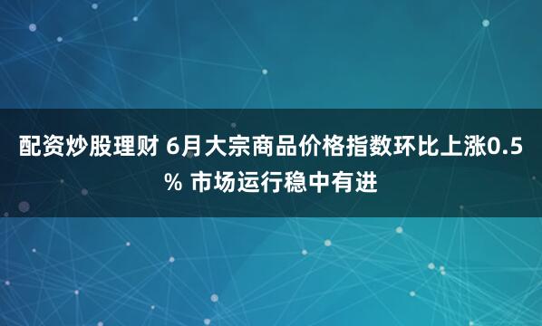 配资炒股理财 6月大宗商品价格指数环比上涨0.5% 市场运行稳中有进